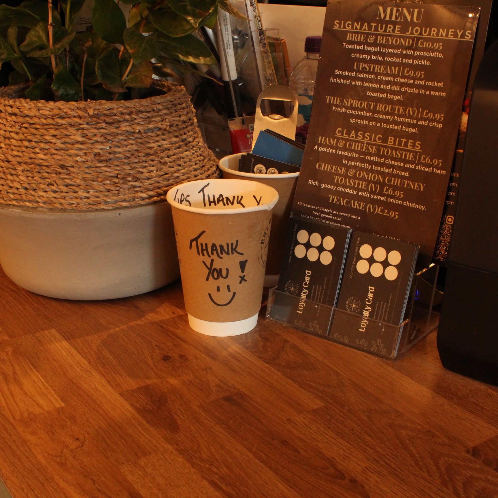Photo of loyalty cards on counter